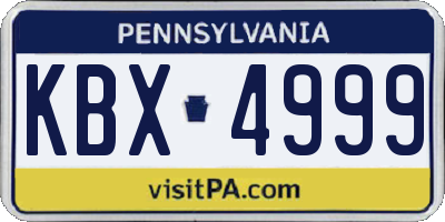 PA license plate KBX4999