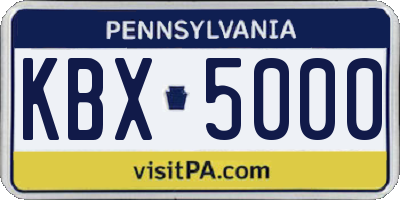 PA license plate KBX5000