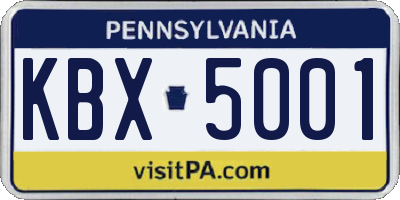 PA license plate KBX5001