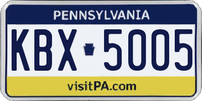 PA license plate KBX5005