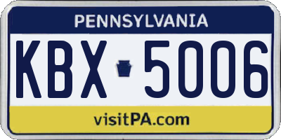 PA license plate KBX5006
