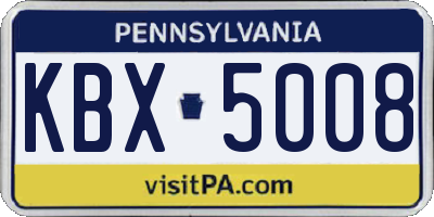PA license plate KBX5008