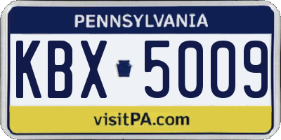 PA license plate KBX5009