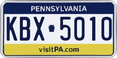 PA license plate KBX5010
