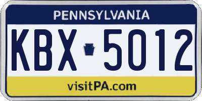 PA license plate KBX5012