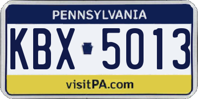 PA license plate KBX5013
