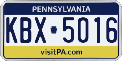PA license plate KBX5016
