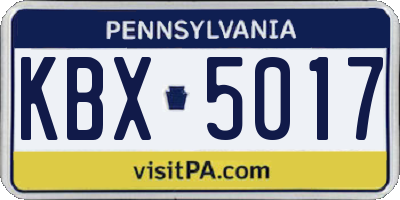 PA license plate KBX5017