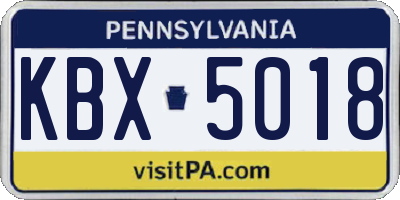 PA license plate KBX5018