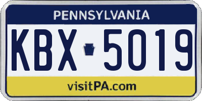 PA license plate KBX5019