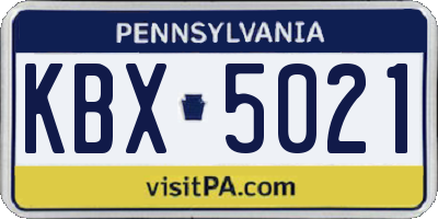PA license plate KBX5021