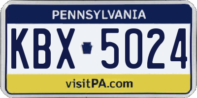 PA license plate KBX5024