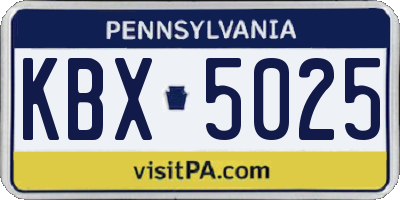PA license plate KBX5025