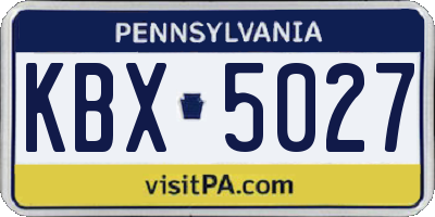 PA license plate KBX5027
