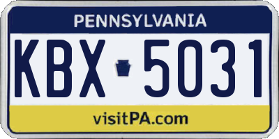 PA license plate KBX5031