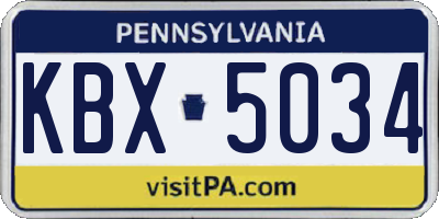 PA license plate KBX5034