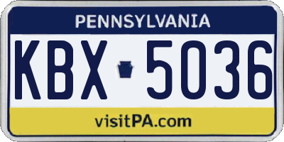 PA license plate KBX5036