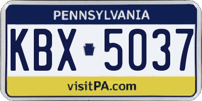 PA license plate KBX5037