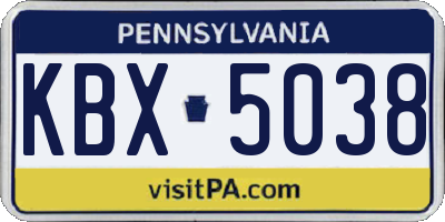 PA license plate KBX5038