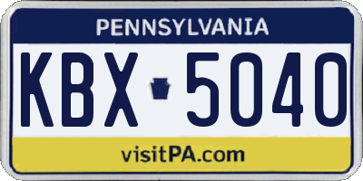 PA license plate KBX5040