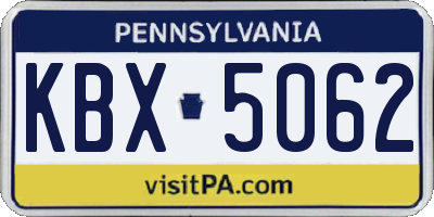 PA license plate KBX5062