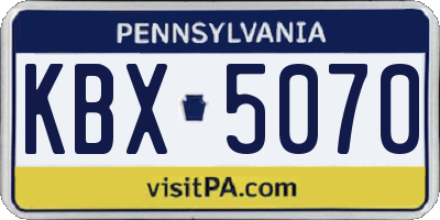 PA license plate KBX5070
