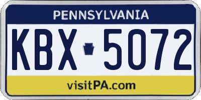 PA license plate KBX5072