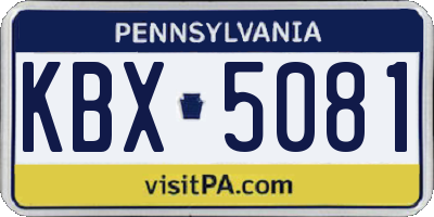 PA license plate KBX5081