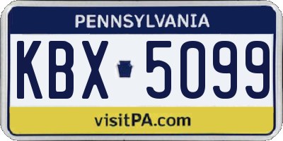 PA license plate KBX5099