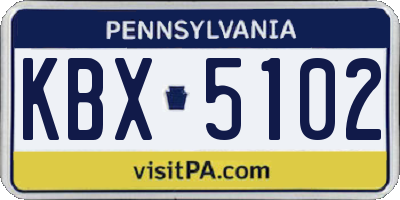 PA license plate KBX5102