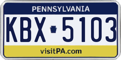 PA license plate KBX5103
