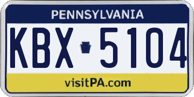 PA license plate KBX5104