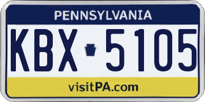 PA license plate KBX5105