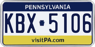 PA license plate KBX5106