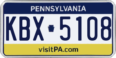 PA license plate KBX5108
