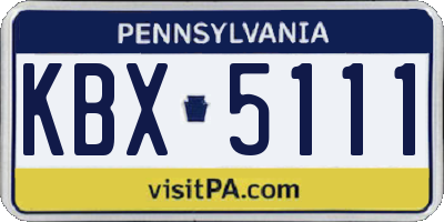 PA license plate KBX5111