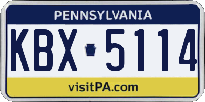 PA license plate KBX5114