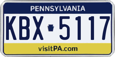 PA license plate KBX5117