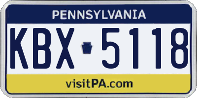 PA license plate KBX5118