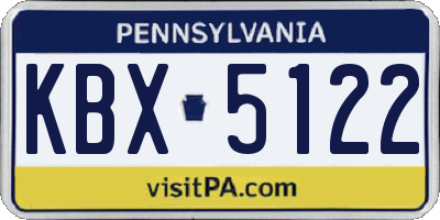 PA license plate KBX5122