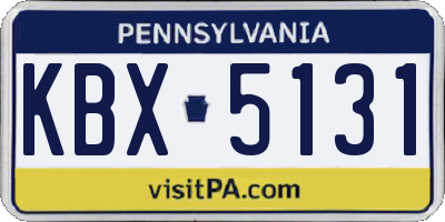 PA license plate KBX5131
