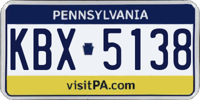 PA license plate KBX5138