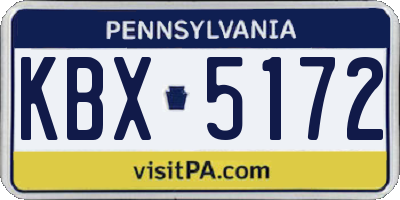 PA license plate KBX5172