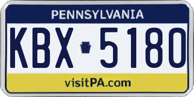 PA license plate KBX5180