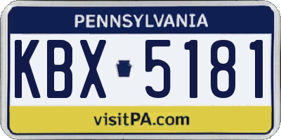 PA license plate KBX5181
