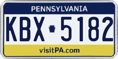 PA license plate KBX5182