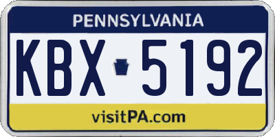 PA license plate KBX5192