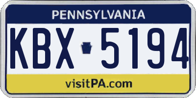 PA license plate KBX5194