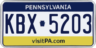 PA license plate KBX5203