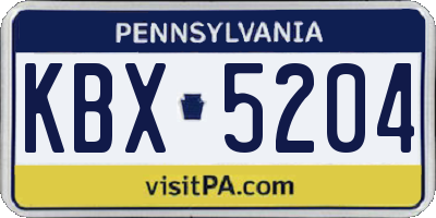 PA license plate KBX5204